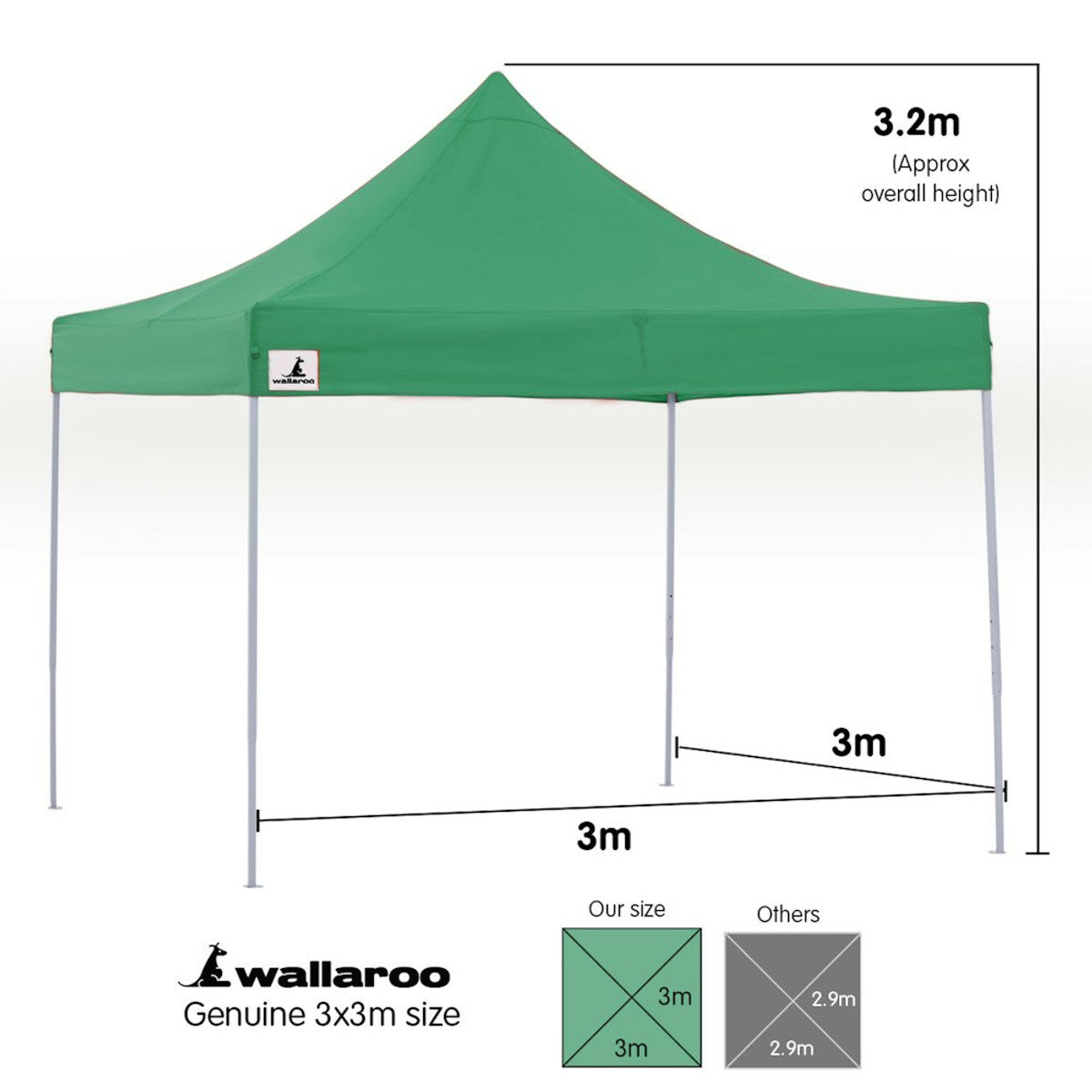 Wallaroo Gazebo Tent Marquee 3x3 Green