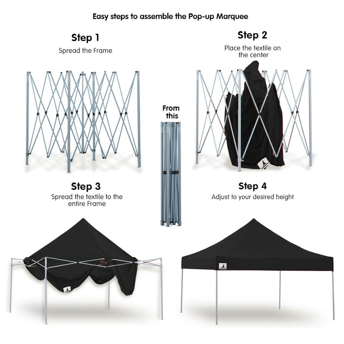 Wallaroo Gazebo Tent Marquee 3x3 Black