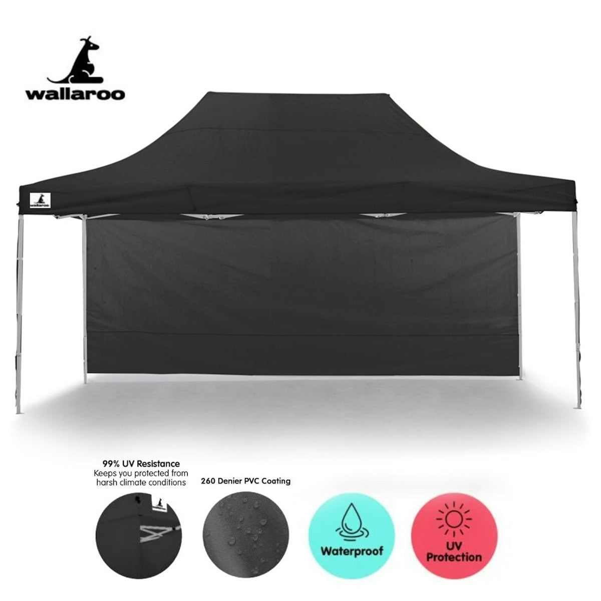 Wallaroo Gazebo Tent Marquee 3x4.5m Black