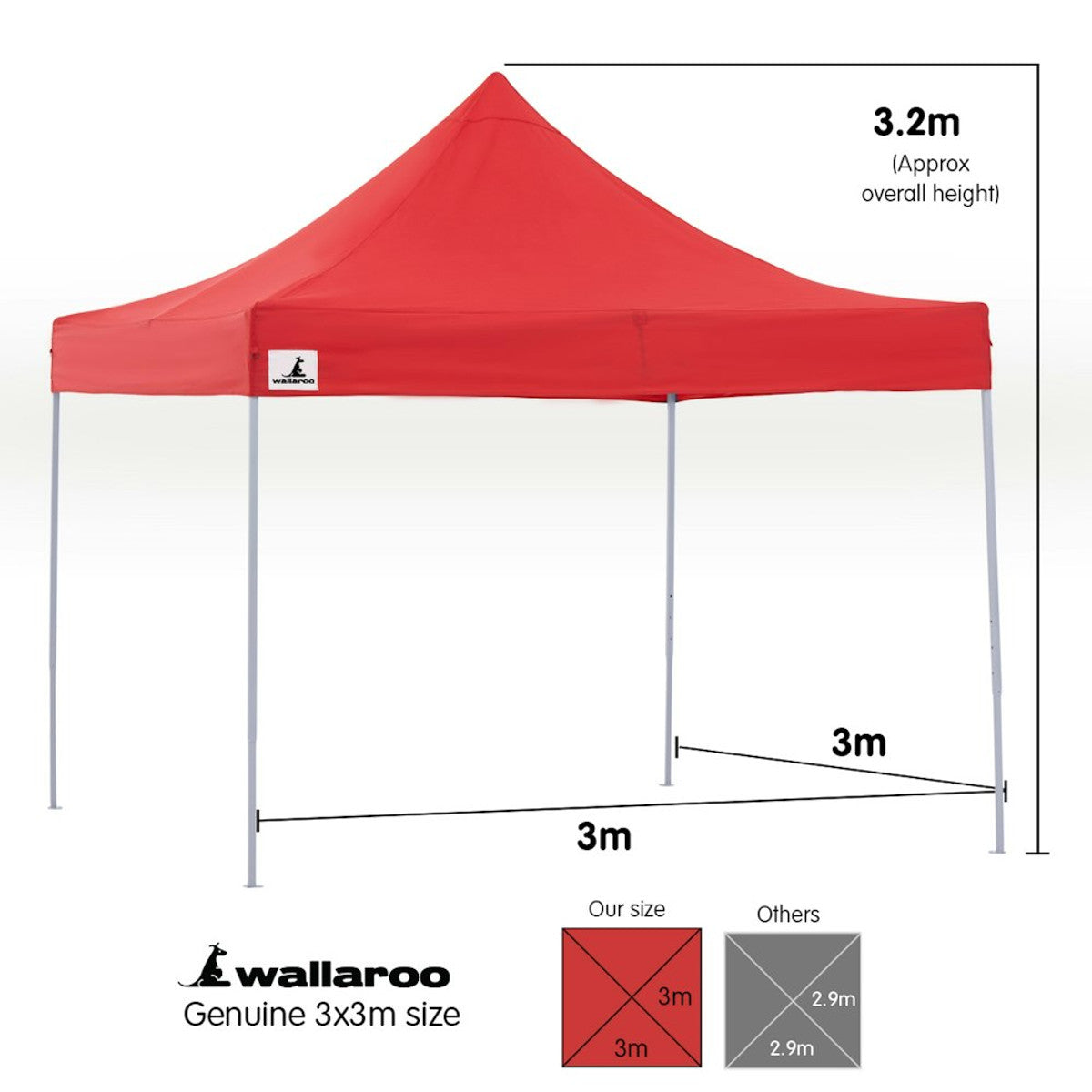 Wallaroo Gazebo Tent Marquee 3x3 Red