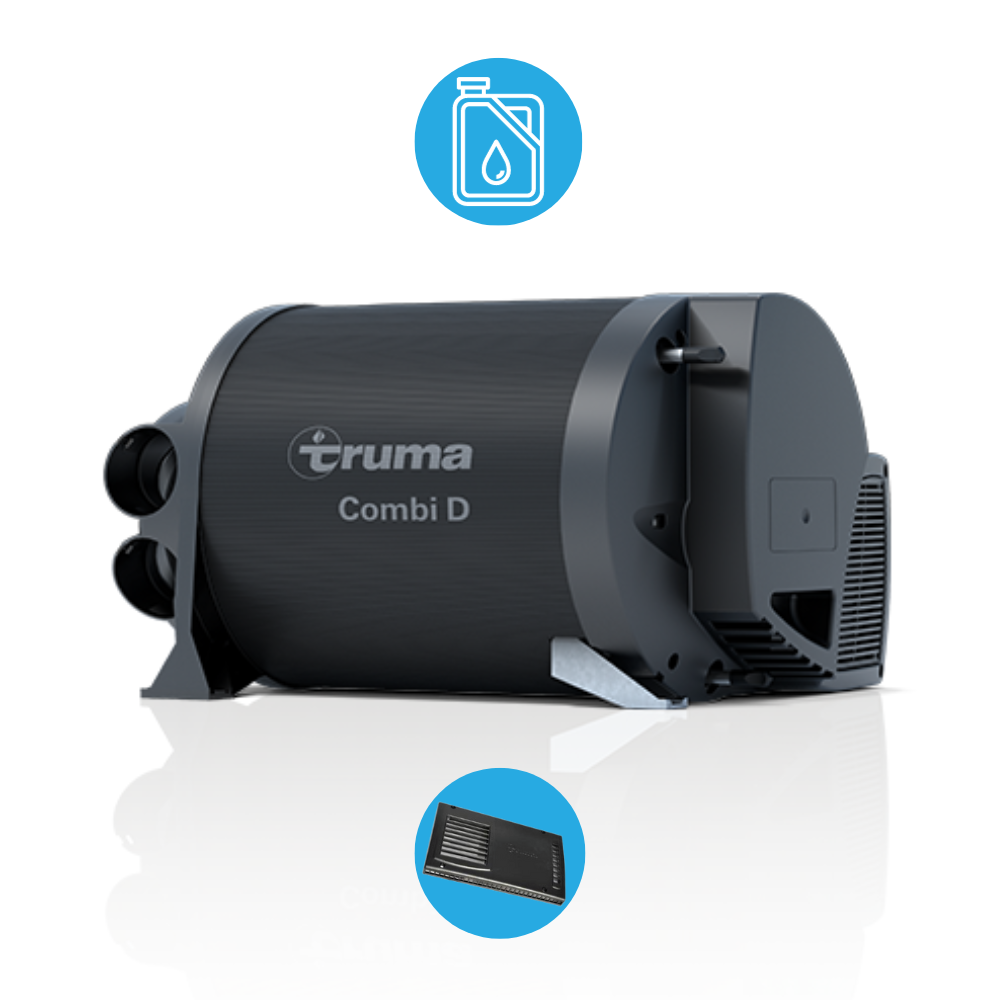 Truma Combi D6 Diesel Heater and Hotwater System Kit with Black Cowl