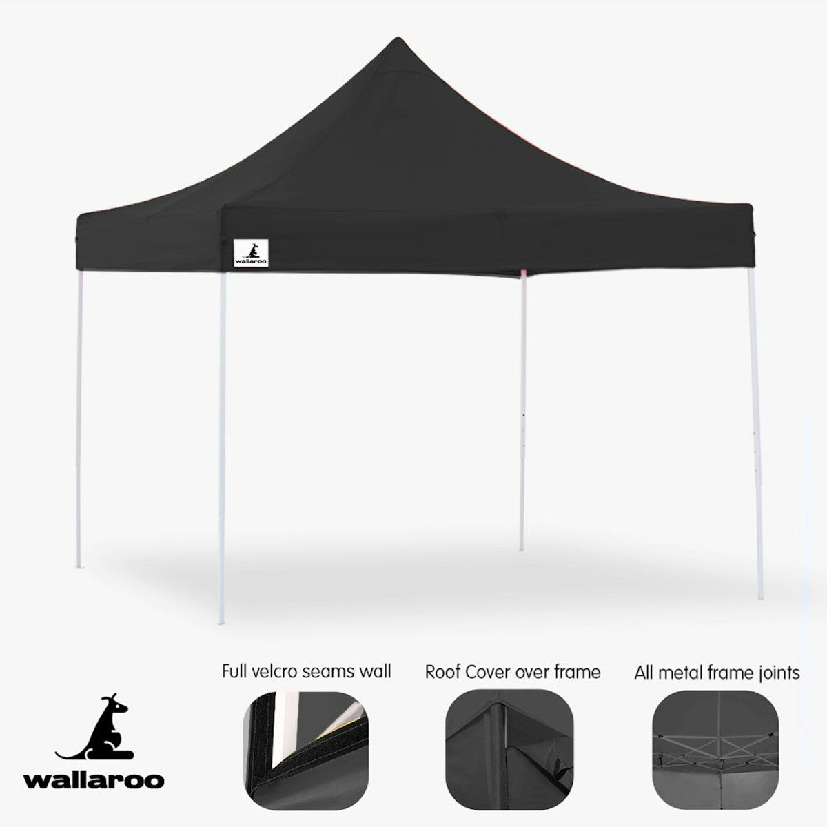 Wallaroo Gazebo Tent Marquee 3x3 Black
