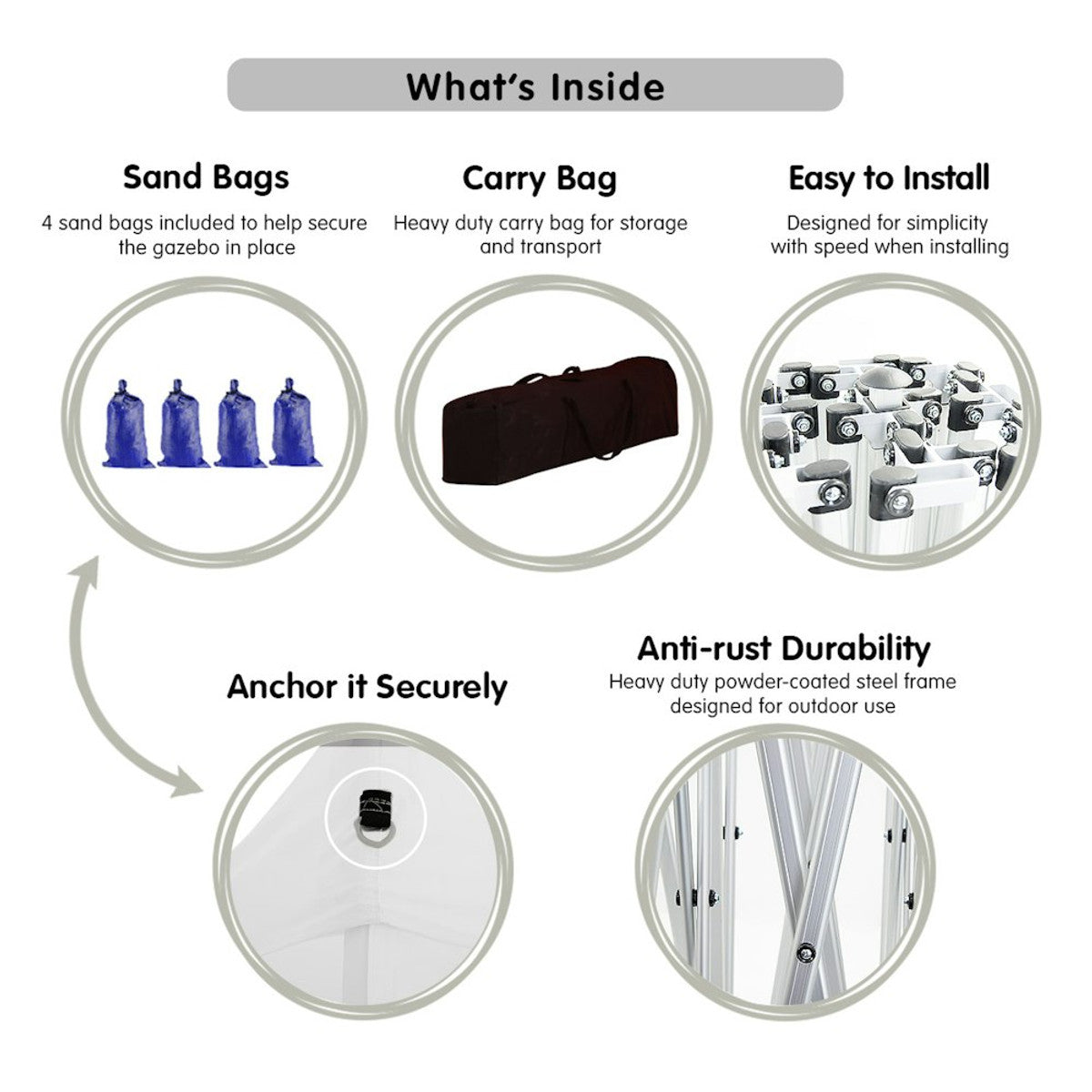 Wallaroo Gazebo Tent Marquee 3x3 White