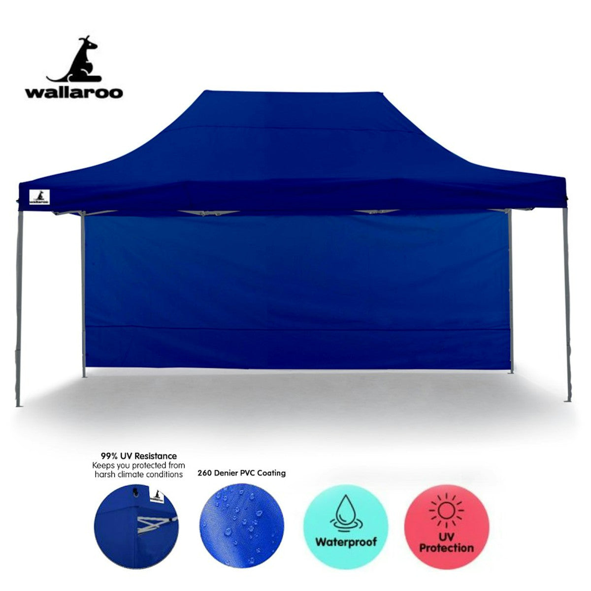 Wallaroo Gazebo Tent Marquee 3x4.5m Blue