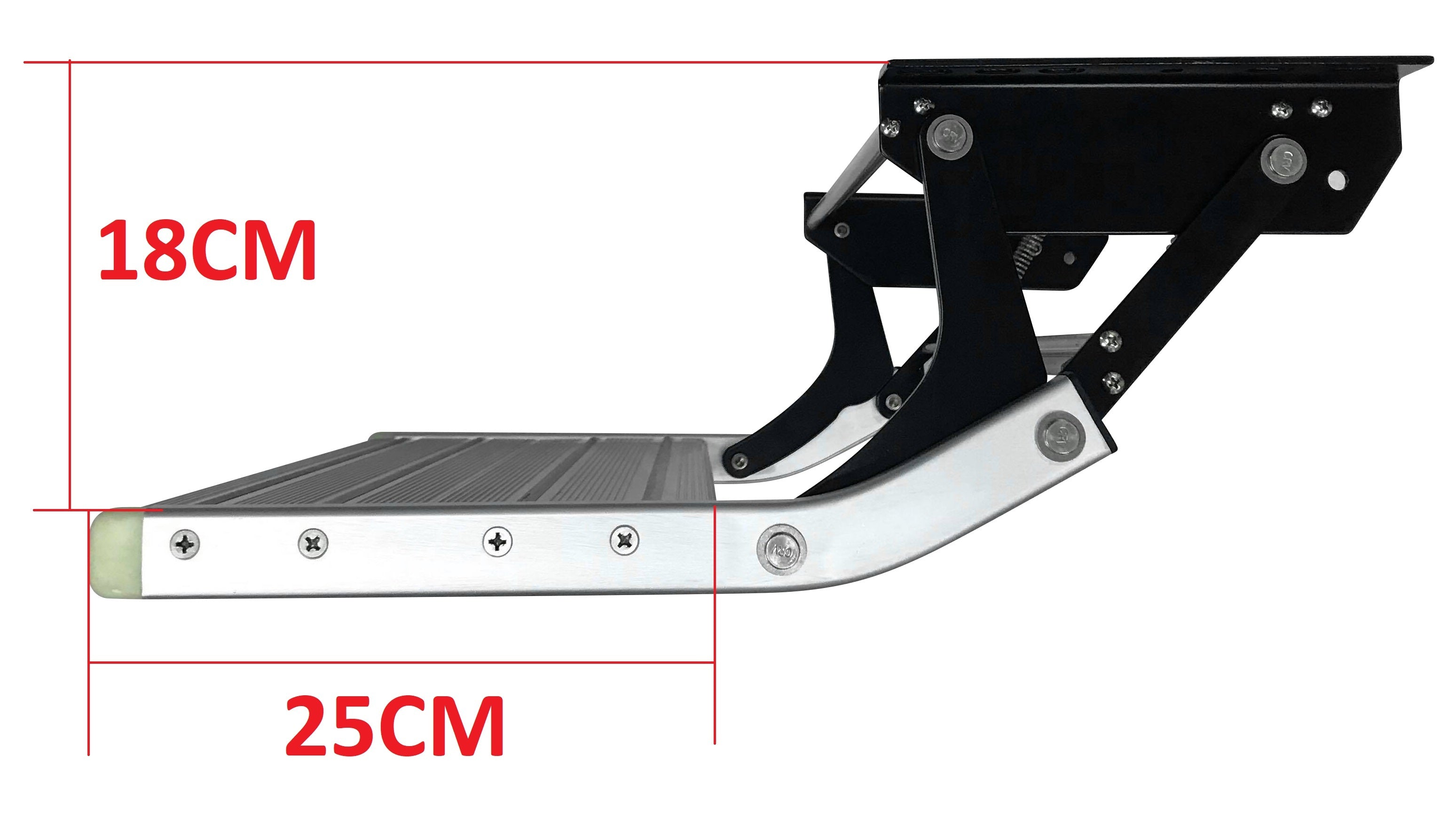 TRA - Caravan Drop Down Single Step Black - LED Option Available
