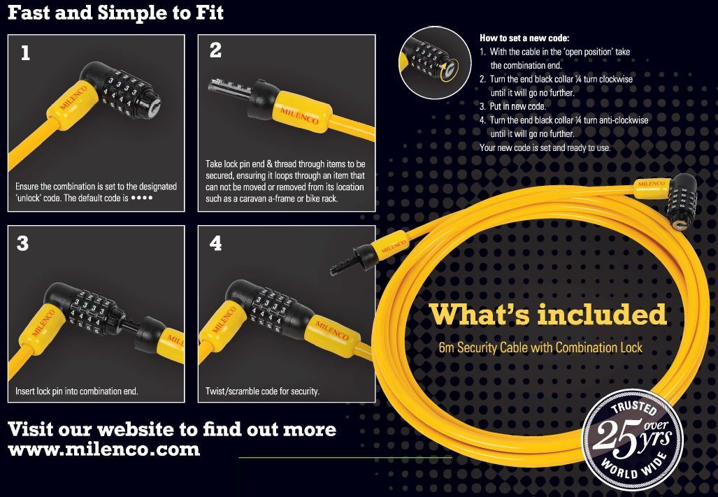 Milenco - 6m Security Cable Included RV Online