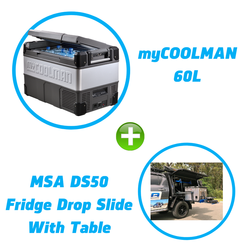 myCOOLMAN 60L + DS50 Fridge With Table BUNDLE - RV Online
