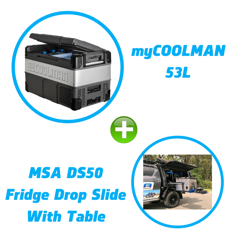 myCOOLMAN 53L Fridge+DS50 Fridge Drop Slide w/ Table