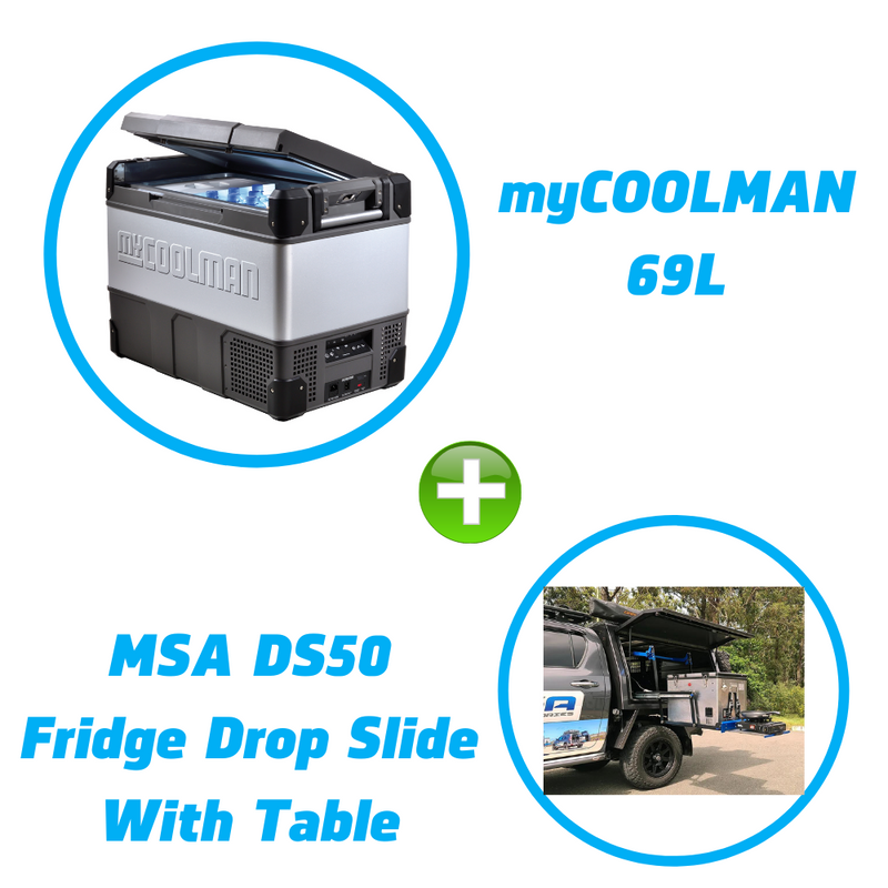 myCOOLMAN 69L + DS50 Fridge With Table BUNDLE - RV Online