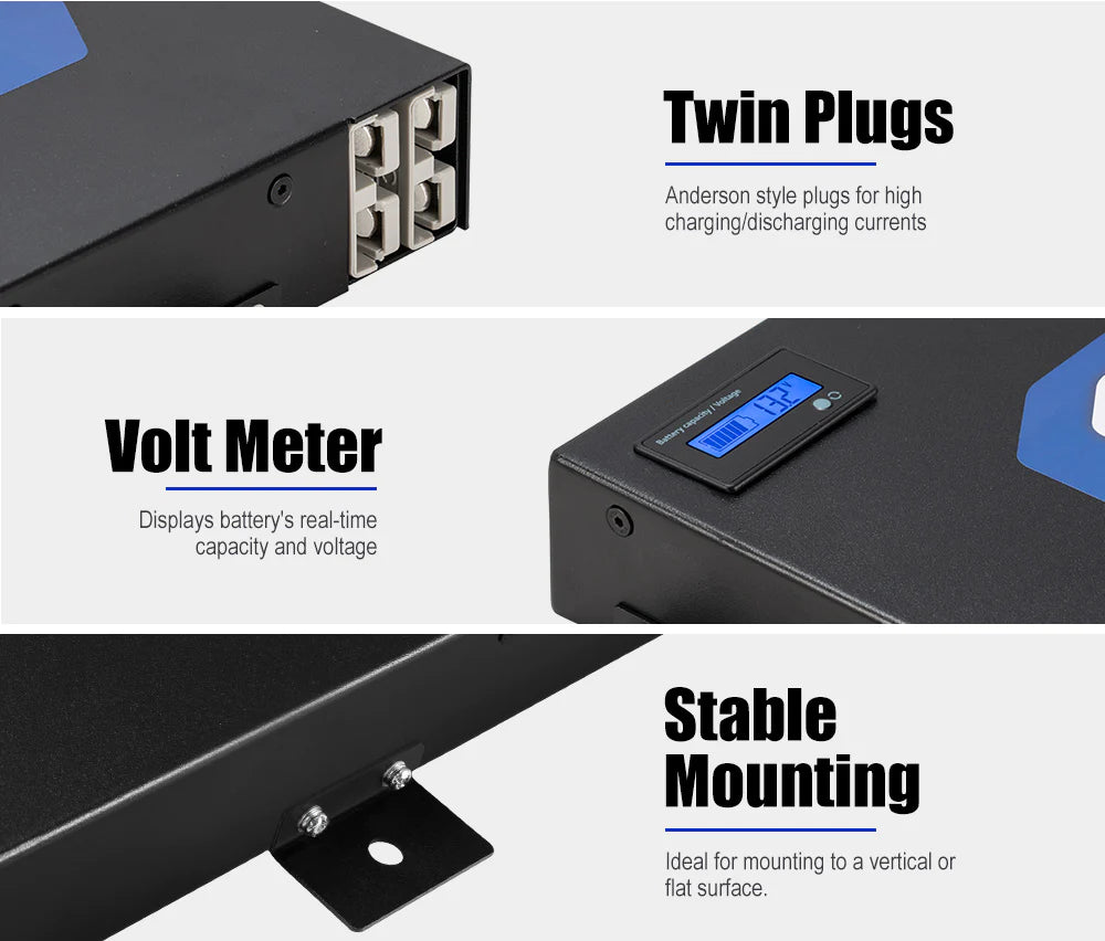 ATEM POWER 12V Slimline Lithium Battery LiFePO4 Deep Cycle 100Ah