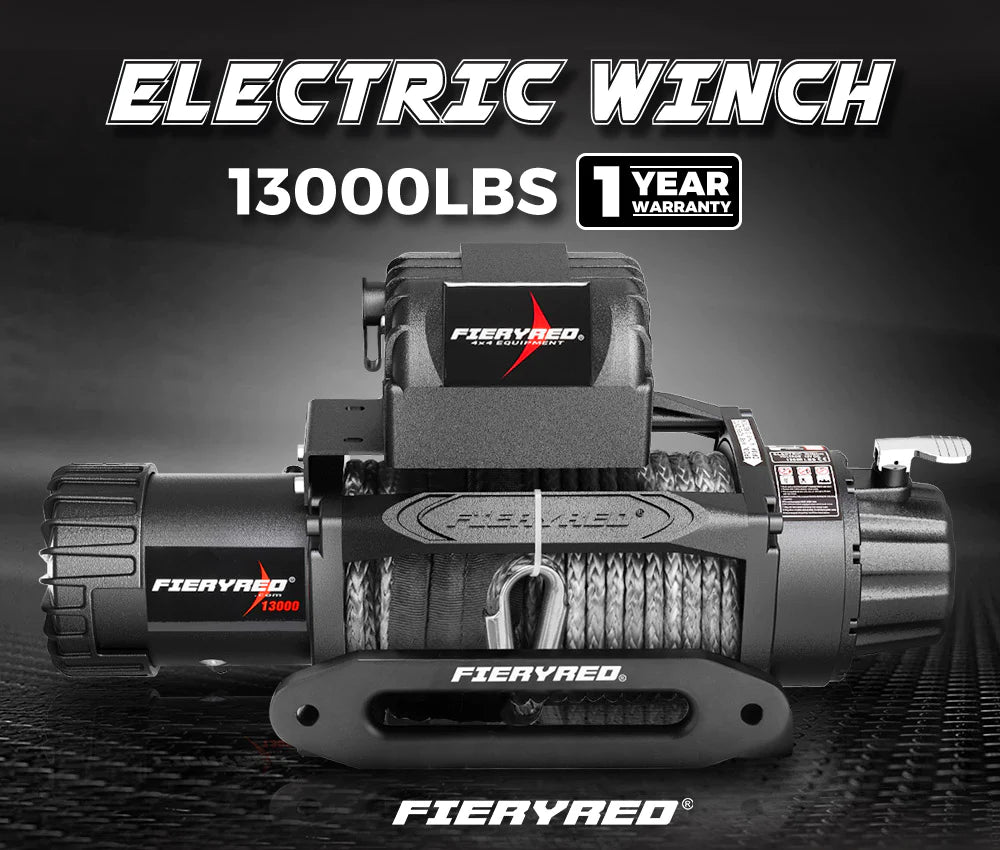 FIERYRED Electric Winch Synthetic Rope 12V 13000LBS