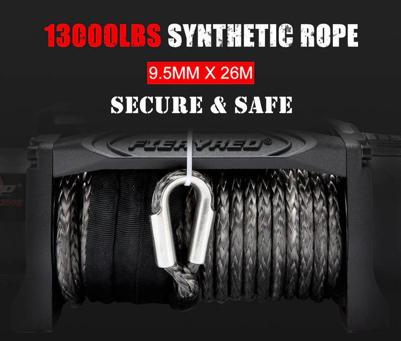 FIERYRED Electric Winch Synthetic Rope 12V 13000LBS