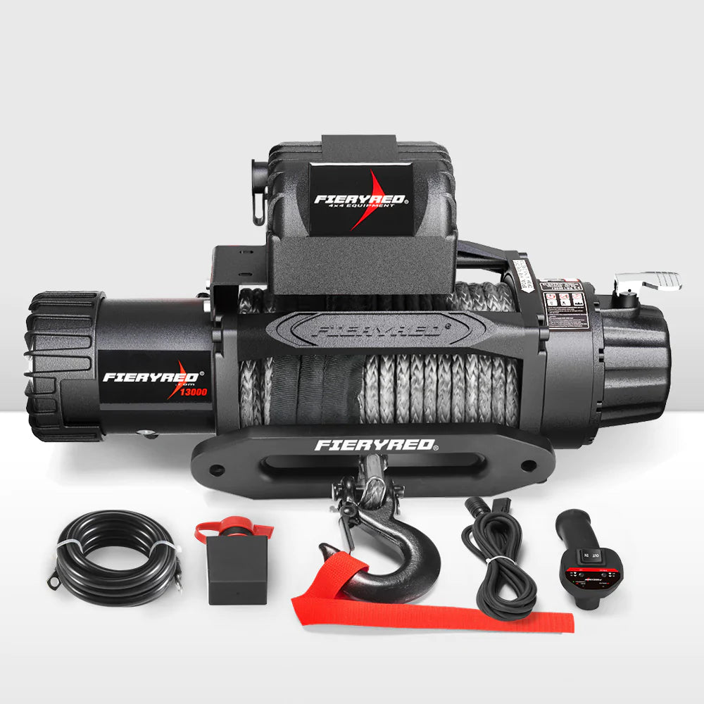 FIERYRED - Synthetic Rope Winch Kit 12V 13000LBS