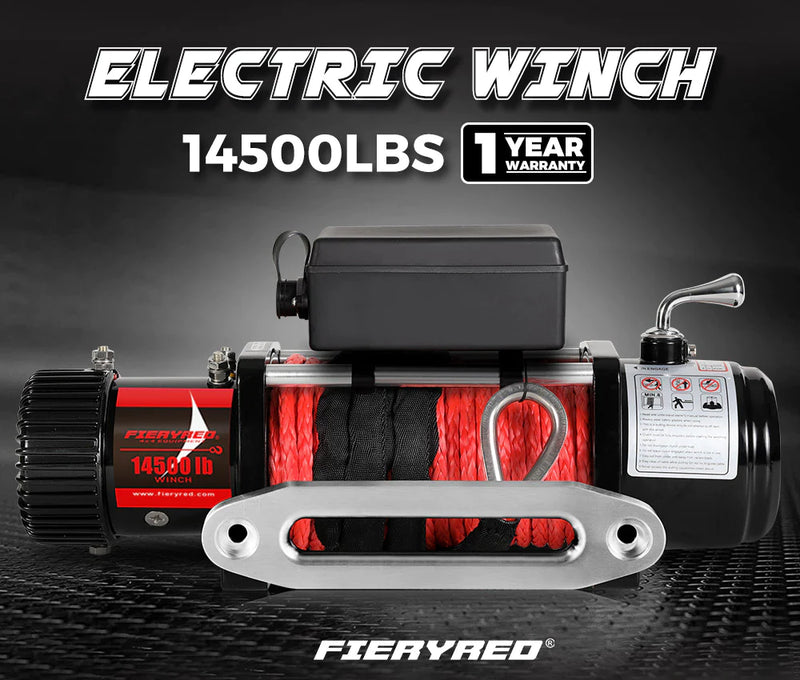 FIERYRED Wireless Electric Winch Synthetic Rope 12V 14500LBS