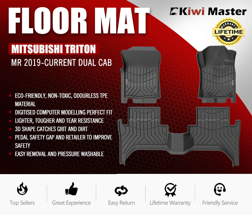 KIWI MASTER 3D Car Floor Mats Fit Mitsubishi Triton MR 2019-Current - RV Online