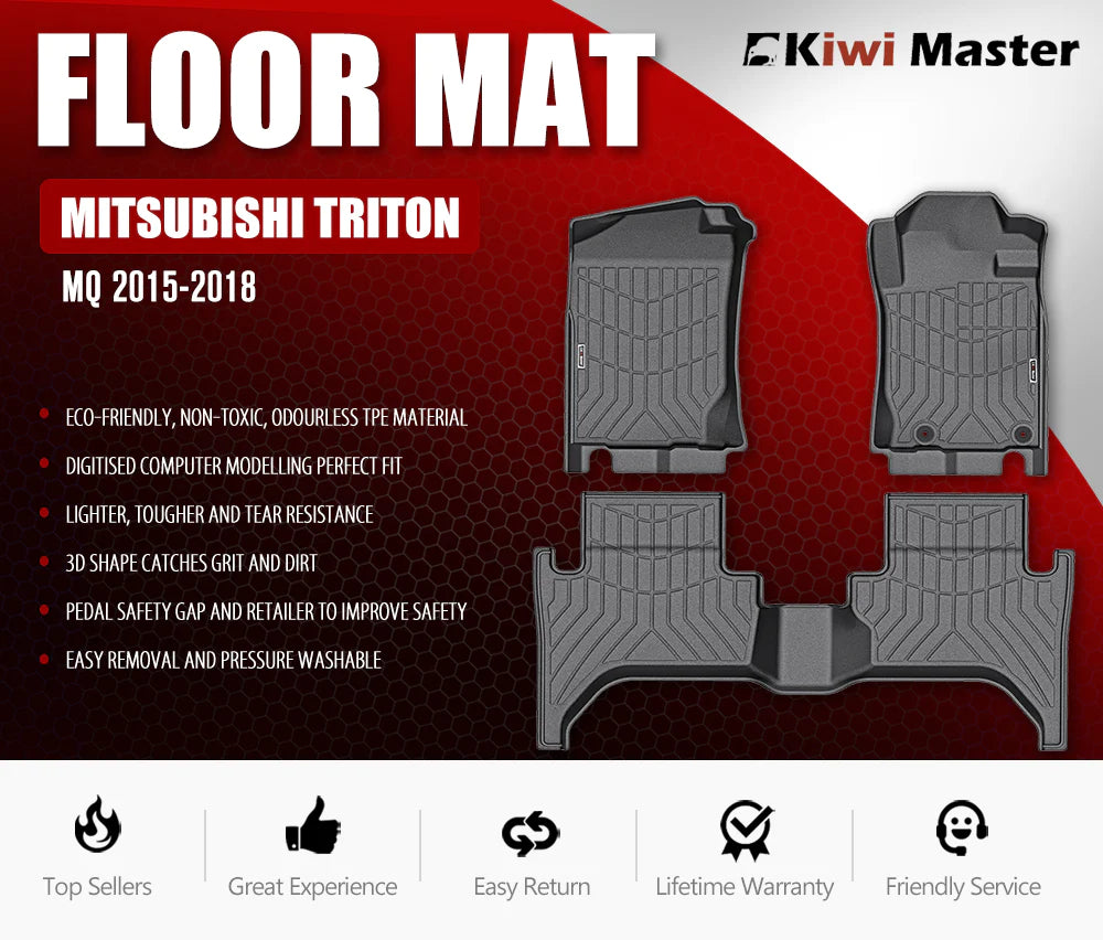 KIWI MASTER 3D Car Floor Mats Fit Mitsubishi Triton MQ 2015-2018 - RV Online