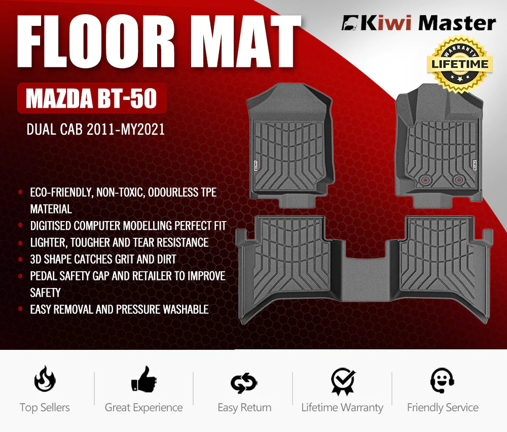 KIWI MASTER 3D Car Floor Mats Fit Mazda BT-50 Dual Cab MY 2012-2020 – RV Online