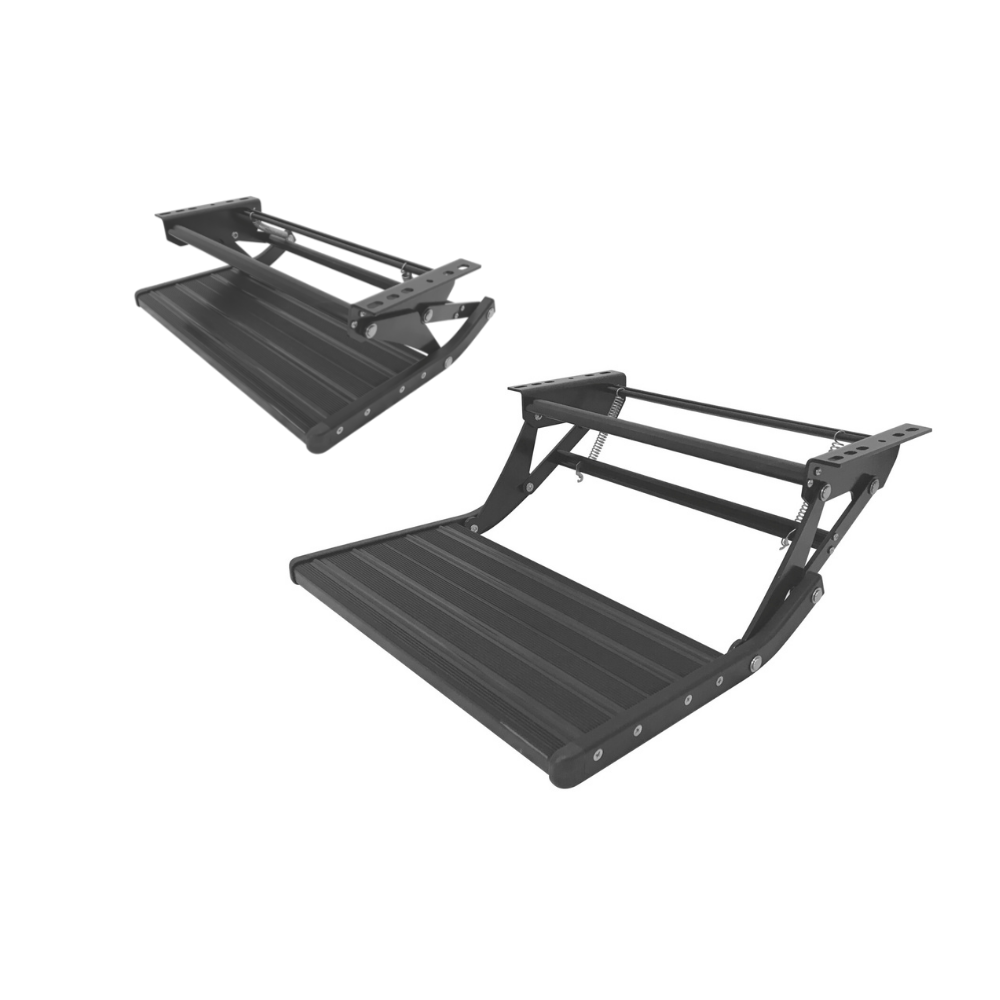 TRA - Caravan Drop Down Single Step Black - LED Option Available